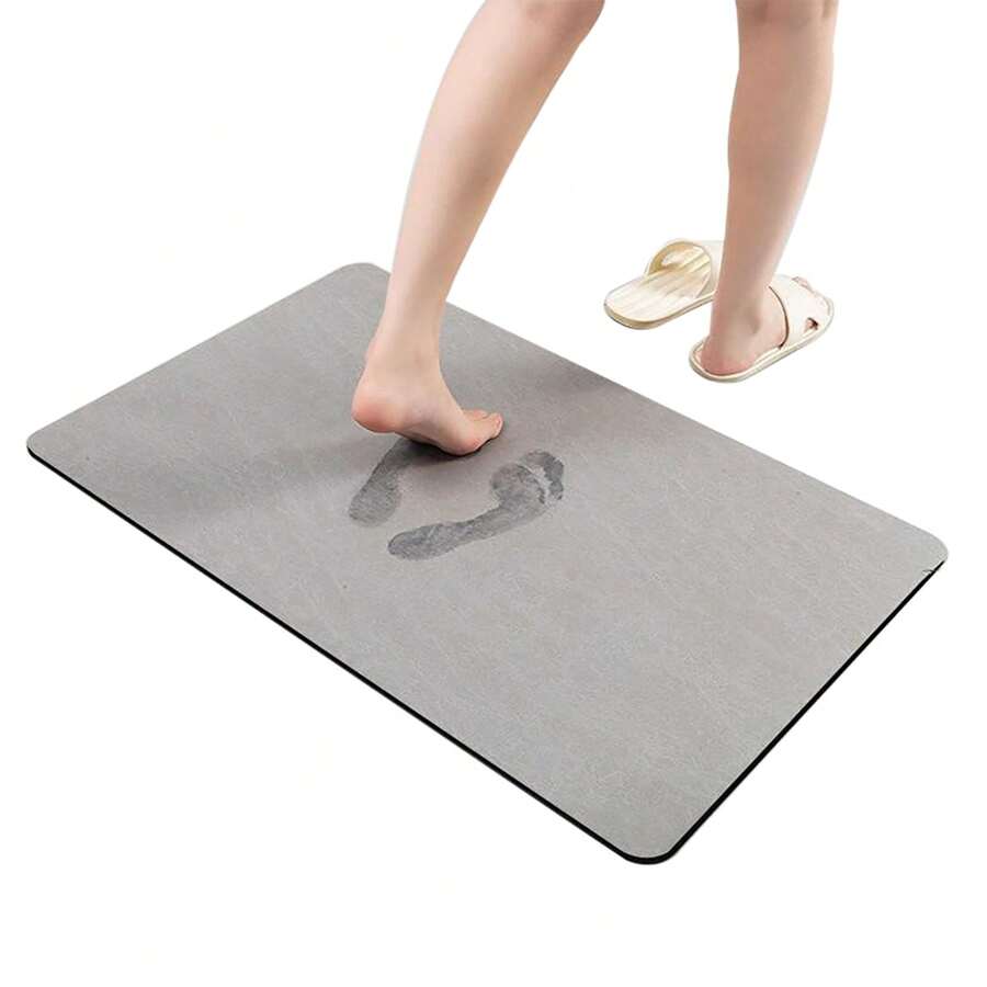 Bathroom Rug 40 X 60 Cm, Absorbent Bathroom Rug, Non-Slip, Washable, Bathroom Mat, Absorbent Bathroom Rug, Shower Rug, Quick Drying Non-Slip Diatomaceous Earth Bathroom Rug - Grey - View 1