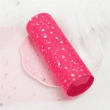 10 Yards Stern Mond Laser Pailletten Tüllrolle weiches Tüllband für Partydekoration DIY Handwerk Tutu Rock Zubehör Hochzeitshintergrund Bühnendekoration Nähen Mesh