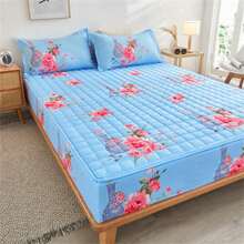 1入組加厚縫縫印花床單（不含枕套和填充芯），柔軟舒適的床上用品床墊套，適用於臥室、客房，防塵防滑床罩，僅限床單（不含枕套） - 精緻花宴 - 查看 3