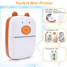 Mini C9攜帶式打印機,熱像素印刷來自相機的照片,查找問題,可打印附帶紙張的學生錯誤,適用於筆記或收據 - A8A印表機+5卷白色+5卷彩色列印紙 - 查看 4