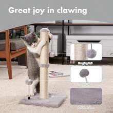 Bài cào cho mèo Thông tin cơ bản cao cấp Kitten Scratcher Sisal Bài cào có bóng treo 22" dành cho mèo con hoặc mèo nhỏ hơn (22 inch dành cho mèo con, màu xám) - Xám - Xem 3
