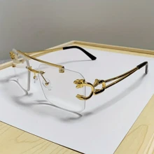 Kính Mát Đầu Hổ Vàng Không Gọng Cho Nam - Chống Chói, Chống Tia UV, Kính Mắt Lái Xe Thời Trang Kính Chống Nắng - kính không gọng da báo - Xem 19