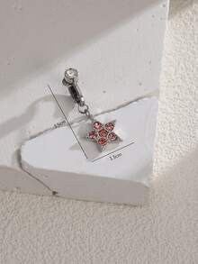 1入時尚可愛星星設計女性臍環，夾式穿戴，肚臍飾品 - 彩色 - 查看 3