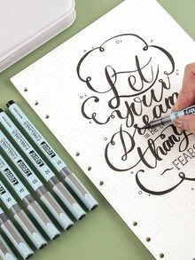 WRITECH Liquid Fineliner Pens Black Precision Multiliner Micro Pen 9 Pack, Quick Dry Waterproof Pigment Ink Drawing Pen For Journaling Planning Hand Lettering Illustration Sketching Calligraphy - Black - View 6