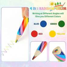 4 支彩色木制铅笔，7 色 1 芯，装饰铅笔。适合成人和学生进行创意工作、家庭绘画、彩色素描本和卡片、DIY 手工艺 - 彩色 - 查看 6