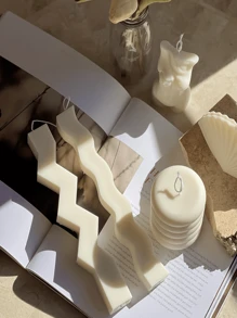 1pc 3D Creative Wave Shape Candle Silicone Mold For Epoxy Resin DIY Asymmetric Column Aroma Candle Handmade Wave Aromatic Candle Injection Mould For Home Decoration And Table Decoration - White - View 8