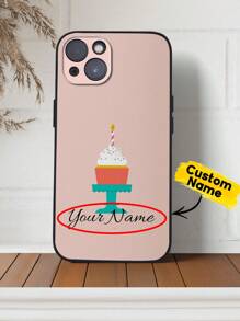 Baby Pink 1pc Custom Name Phone Case,Cake Pattern Custom Name Mobile IPhone Case,Personalized Birthday IPhone Case,TPU IPhone Case,Shockproof Protection For Your Phone,IPhone Series,Case Compatible With IPhone Pro/Pro Max/X/XR/XS/XS Mini/Max,Unique Gift For Her/Him,Birthday Gift,Boyfriend,Girlfriend,Lover,Wife,Husband,Friends,Families,Choice Ideal For Birthdays