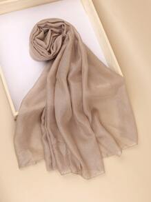 1 Piece Solid Color Shiny Polyester Silver Silk Material Women Large Size Hijab Ladies Scarf Shawl Headband For Abaya Accessories Valentine's Day Valentines Veiled Clothes - Multicolor - View 13