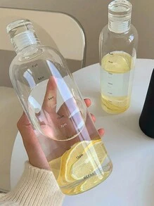 Botella de agua de plástico de 500ml/750ml con marcas de tiempo para niñas, botella de agua linda para ir al gimnasio y la escuela, 1 pieza, para exteriores, campamento