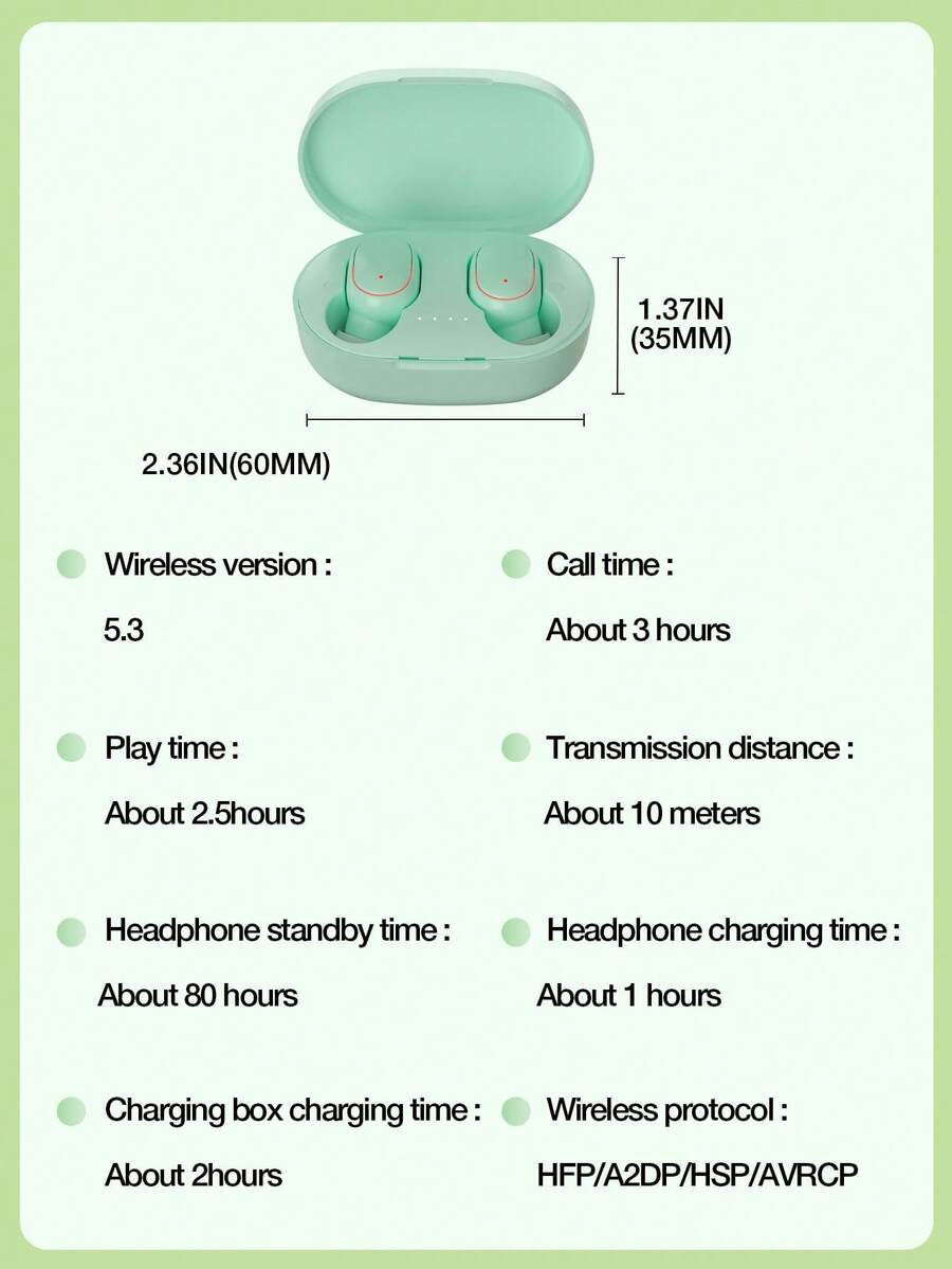 [Upgraded Version]GENAI Mini Wireless Earbuds BT 5.3 In Ear Light