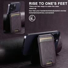 Suteni 手機卡片收納貼紙卡片夾手機支架黑色/棕色/藍色/紫色iPhone三星Galaxy小米華為OPPO VIVO - 紫色 - 查看 5