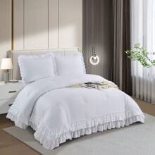 Juego De Edredón Queen's House, Edredón Blanco Ligero Y Esponjoso, Relleno Interior De Microfibra Tamaño Queen - Blanco - Ver 1