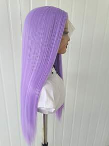 13x4 Inch Synthetic Straight Purple 24 Inch Long Lace Front Wig For Everyday Wear - Purple - View 8
