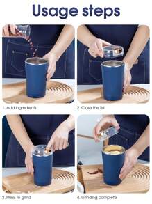 Coffee Grinder Electric, Spice Grinder, Coffee Bean Herb Grinder , One-Touch Push-Button Stainless Steel Grinding For Herb Peanut Grains Beans(Blue) - Navy Blue - View 7