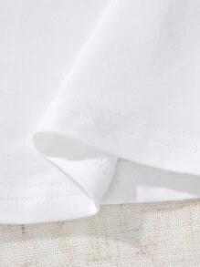 Slogan Print Round Neck Short Sleeve Casual Loose T-Shirt For Young Girls - White - View 6