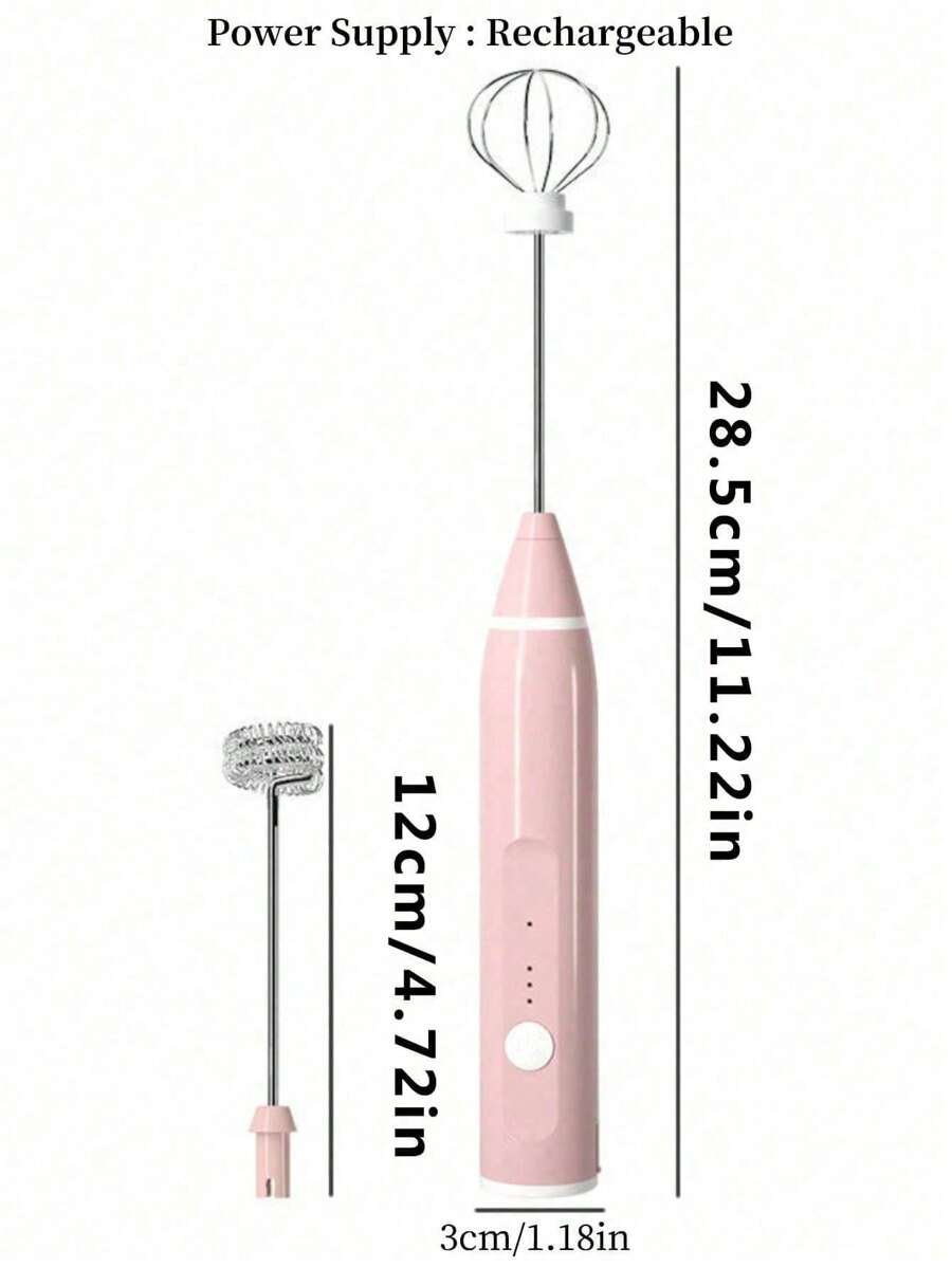 A Portable And Cute MacaronColored Milk Frother With Three Adjustable