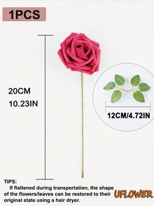 1 pieza Caja de avión de flores simuladas con 25 rosas de PE de espuma con poste para bodas, decoración de interiores y manualidades en el hogar - naranja - Ver 2
