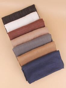 1 Piece Solid Color Shiny Polyester Silver Silk Material Women Large Size Hijab Ladies Scarf Shawl Headband For Abaya Accessories Valentine's Day Valentines Veiled Clothes - Multicolor - View 9