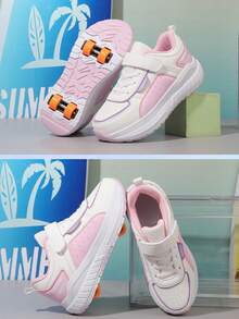 زلاجات بعجلات قابلة للإزالة 4 عجلات للمراهقين والنساء، خفيفة الوزن مناسبة للركض والتزلج والمشي ولأحذية التزلج على الجليد ب- 4 بكرات، مناسبة لجميع المواسم - وردي - مشاهدة 3