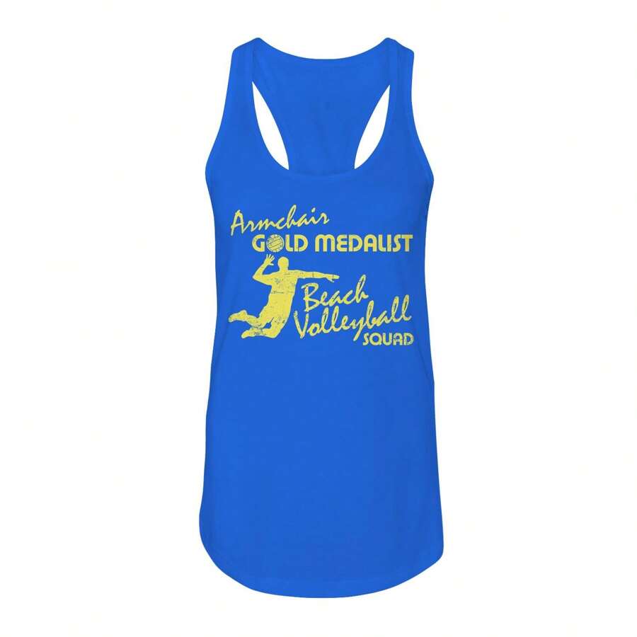 & Sons Beach Volleyball Team Graphic Ladies Cotton Tank Top - 寶藍色 - 查看 1