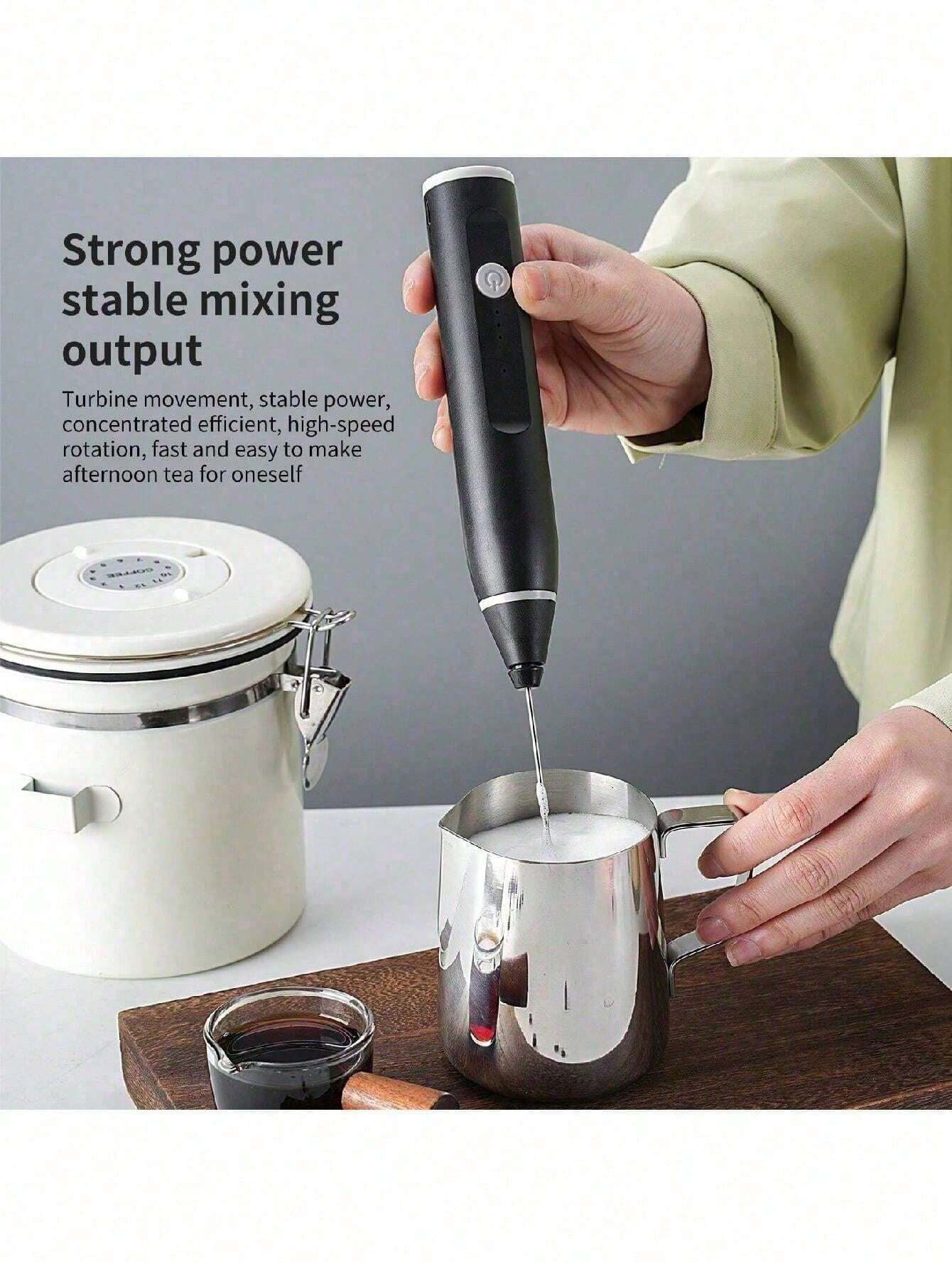 A Portable And Cute MacaronColored Milk Frother With Three Adjustable