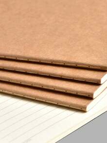 3入組a5卡其牛皮紙硬殼筆記本,帶線,簡約實用,學生必備 - 卡其色 - 查看 4