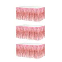 6 Packs Pink Foil Fringe Table Skirts, Tinsel Table Skirt Streamers Garland For Rectangle Table, Parade Floats, Mardi Gras, Valentine's Day, Birthday Banquet Party Decoration (29x108.3 Inch) - 3pcs - View 10