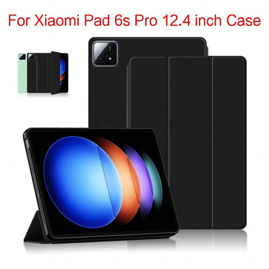 1 pieza Funda inteligente negra compatible con Xiaomi Pad 6S Pro 12.4 pulgadas 2024 Mi Pad 6s Pro MiPad 6S Pro 12.4", cubierta plegable de protección de tableta - Negro - Ver 1
