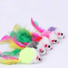A Random Play Cat Color Tail Fuzzy Little Mouse Cat Toys Realistic Mouse Cat Toys - Multicolor - View 2