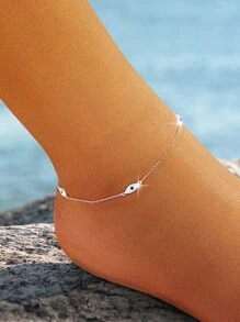 1PC 925 Sterling Silver Evil Eye Anklet 18K Gold Plated Tiny Adjustable Cute Anklets Summer Cubic Zirconia Foot Chain Cute Lucky Evil Eye Foot Jewelry Boho Anklets For Women Holiday - Silver - View 1