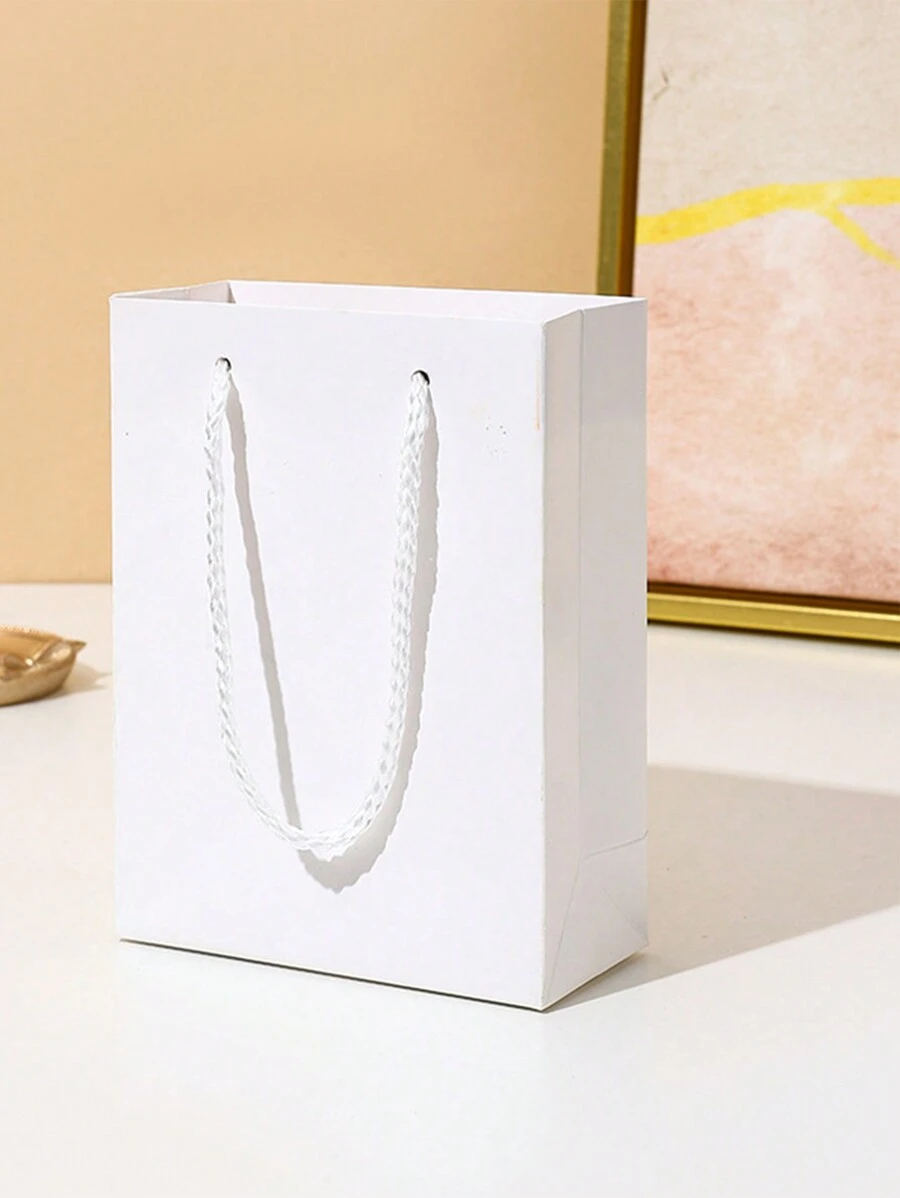 5pcs White Carrier Bag Coffee Milk Packaging Bag Baking Paper Bag Back To School Valentine Day - White - View 1