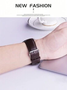 1条男女通用时尚棕色软皮表带，尺寸可选18mm/20mm/22mm，适用于三星Galaxy Watch 7/6/5/4（40mm/44mm），时尚智能手表表带，也适用于三星Galaxy Watch 3（41mm/45mm），2/2S简约运动手表表带 - 鏽棕色 - 查看 5