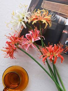 1入組，25.6英寸/65公分，人造石大蒜花蜘蛛百合孤立單支花杆，適用於墓地花瓶裝飾，紀念花，花園裝飾花，蜘蛛百合花 - 白色 - 查看 10