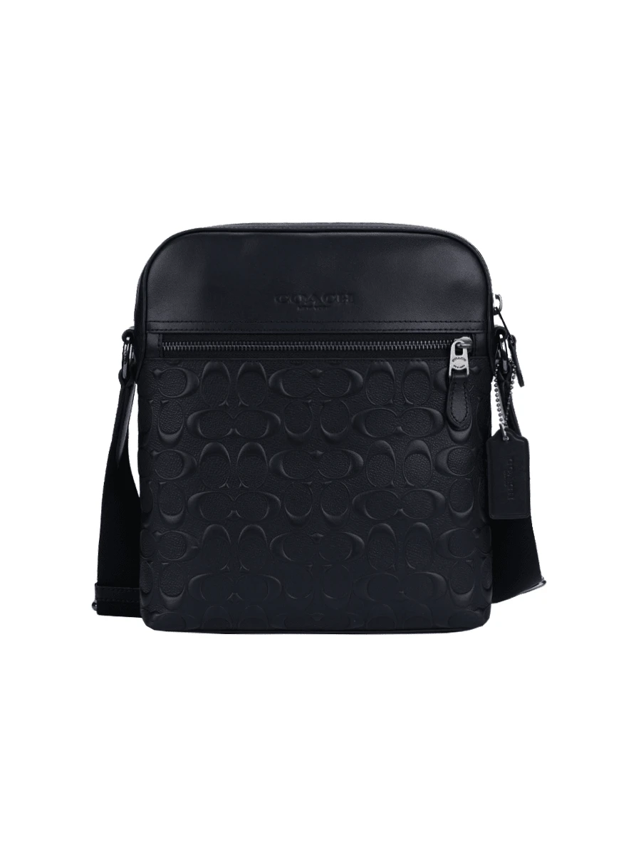 Coach Men Houston Flight Bag Business Bag Adjustable Strap Single Shoulder Bag 4009QBBK - 4009QBBK Đen - Xem 1