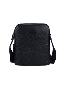 Coach Men Houston Flight Bag Business Bag Adjustable Strap Single Shoulder Bag 4009QBBK - 4009QBBK Đen - Xem 4