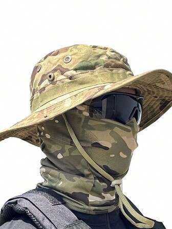 2入組迷彩防曬中性帽子套裝，透氣、全面防護，漁夫帽、拉瓦、美式帽、面罩、夏季戶外頭巾、適用於運動、釣魚、騎行、徒步旅行、露營、攀登、探險和射箭的具有整合式頭套的帽子