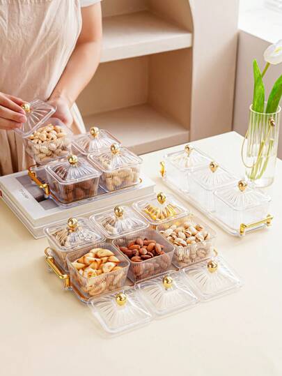 1 套零食盘 + 托盘零食糖果干果饼干储存套装适用于万圣节圣诞礼物婚礼派对庆典、厨房、圣诞礼物