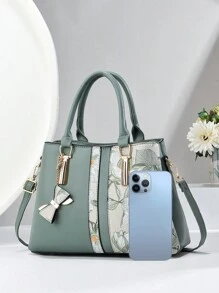 大容量時尚印花女士手袋，三層口袋簡約高端斜挎包，網紅人氣女包