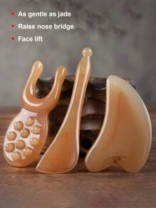 1/3件套面部按摩工具套装，仿牛角刮痧板，拉伸棒，树脂面部按摩棒，美容，护肤，水疗，自我护理，护肤工具，面部护理，美容师用品，按摩，面部按摩工具，面部滚轮 - 彩色 - 查看 8