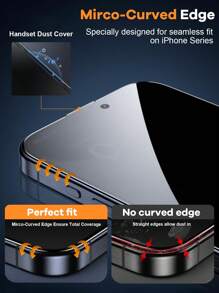 2pcs Anti-Spy Tempered Glass Screen Protector Compatible With IPhone 15 Pro Max/IPhone 14/IPhone 13, Full Coverage Anti-Peeping Privacy Screen Protector, Dust-Free Applicator, Bubble-Free Easy Installation, Anti-Fingerprint, Scratch-Resistant, Waterproof, Compatible With IPhone X-15 Series - Multicolor - View 5