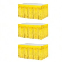 6 Packs Pink Foil Fringe Table Skirts, Tinsel Table Skirt Streamers Garland For Rectangle Table, Parade Floats, Mardi Gras, Valentine's Day, Birthday Banquet Party Decoration (29x108.3 Inch) - 3pcs - View 6