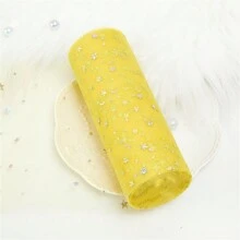 10 Yards Stern Mond Laser Pailletten Tüllrolle weiches Tüllband für Partydekoration DIY Handwerk Tutu Rock Zubehör Hochzeitshintergrund Bühnendekoration Nähen Mesh