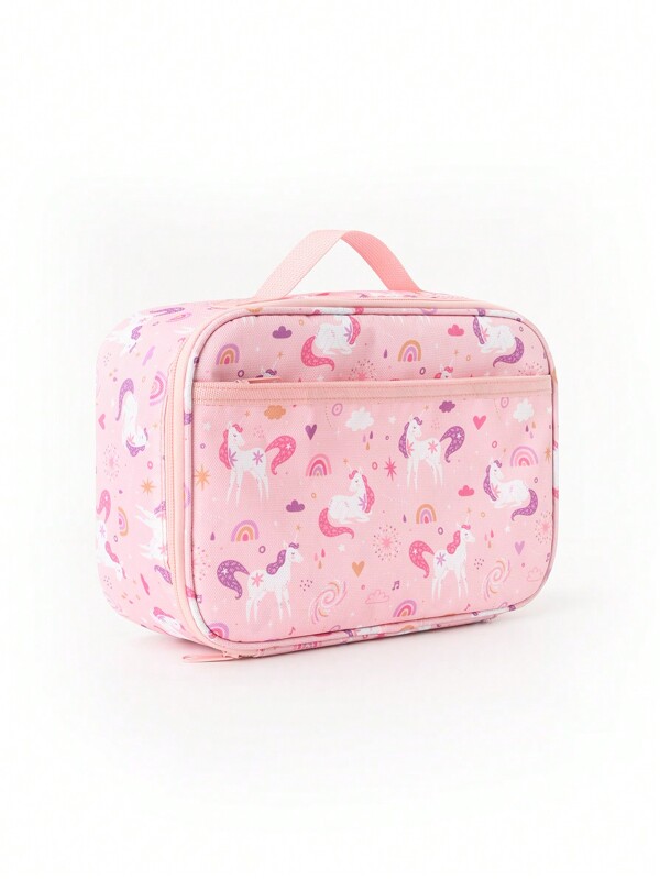 1 Peça Bonito Cartoon Decorado Bolsa Térmica Para Almoço, Lancheira Escolar, Não Tecido À Prova De Vazamento Camping Piquenique, Adequado Para Escritório, Escola, Ao Ar Livre, Verão Praia Camping, Viagem Piquenique