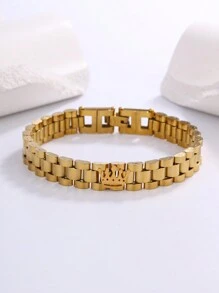 不锈钢金皇冠手链，时尚简约的设计，适合日常佩戴，优雅的配饰，流行的女性珠宝礼物 - 金色 - 查看 5