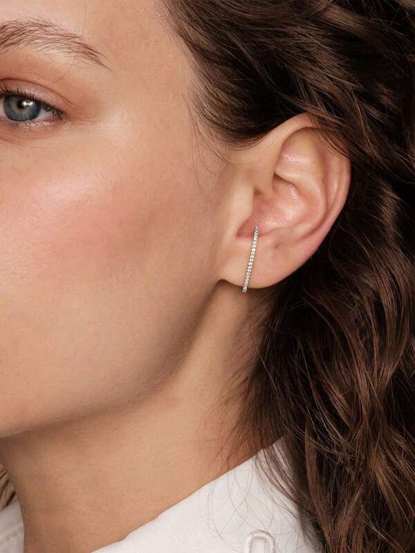 1 Paire De S925 Argent Et Zircone Cubique Boucles D'oreilles Géométriques En Forme De Goujon, Style Minimaliste Et À La Mode Pour Une Utilisation Quotidienne, Adapté À Diverses Occasions Comme La Fête Des Mères, La Saint-valentin, Le Nouvel An, Etc., Parfait Comme Bijou En Cadeau