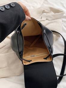 Fashionable New Simple Style Women Lock Buckle Backpack Female Bag Shoulder Handbag Travel Backpack - Black - View 7