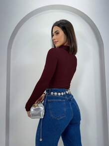 Women Bodysuits - 酒紅色 - 查看 3