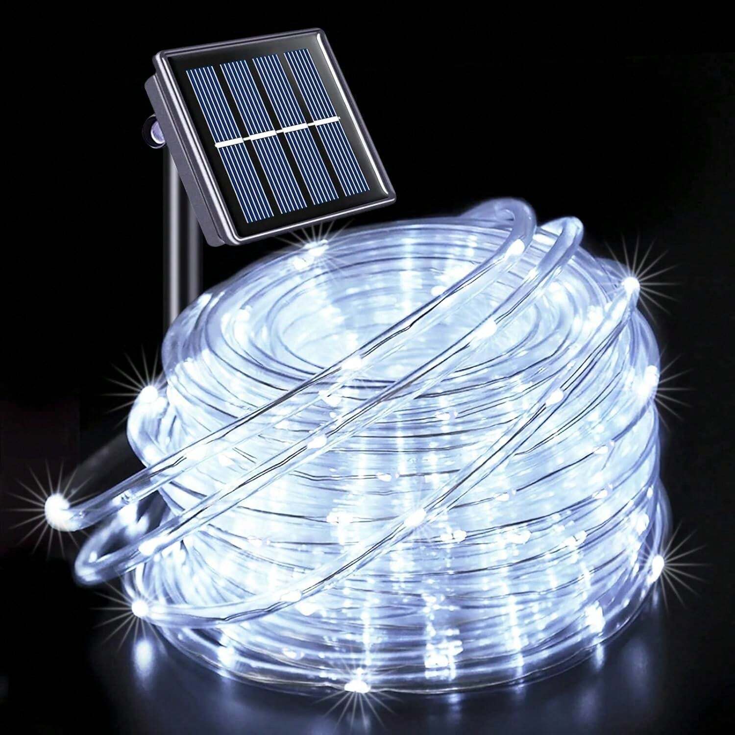 Lezonic Luci Solari Esterno, 50 LED, 8 Modalità, Catena Luminosa Solare Per Esterni Con Sfere Di Cristallo, Impermeabile, Per Giardino, Terrazza, Alberi, Matrimoni, Feste, Natale (Bianco Caldo - 11