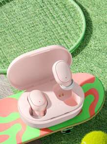[升級版]GENAI迷你真無線入耳輕量級耳機，內置麥克風，防水，沉浸式高品質音效，長距離連接耳機和充電盒 - 粉色 - 查看 5