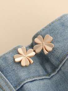 1 Pieza Cinturón Ajustable Invisible De Trébol De La Suerte Con Botones Desmontables Sin Costuras, Cinturón De Flores Pequeñas Con Herramienta De Reducción De Cintura Para Decoración Y Ajuste De Cintura, Hebilla De Cinturón Para Pantalones Vaqueros